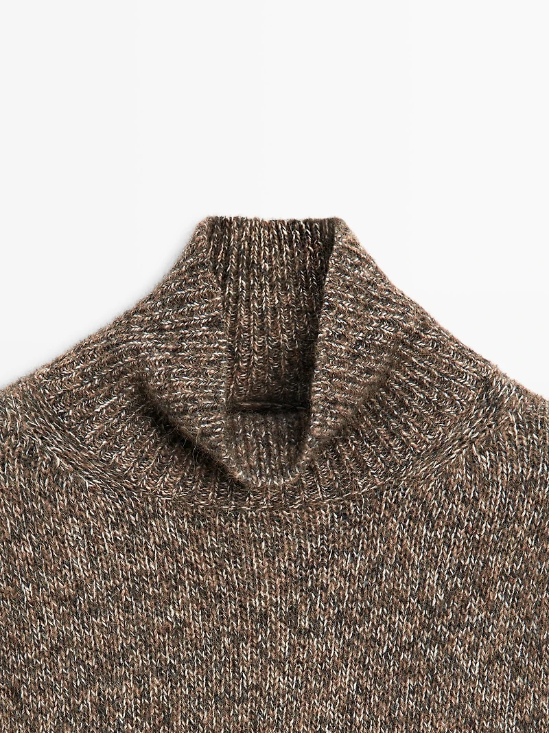 Mouliné knit alpaca and wool blend turtleneck sweater