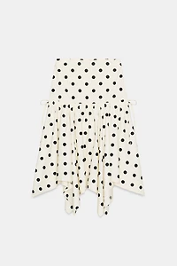 JUPE MI-LONGUE ASYMÉTRIQUE À POIS