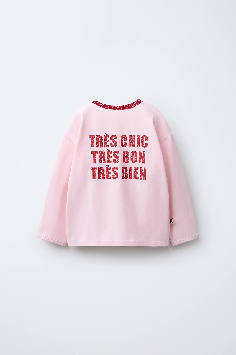 TEXT AND FLORAL PRINT T-SHIRT