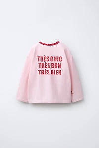 TEXT AND FLORAL PRINT T-SHIRT