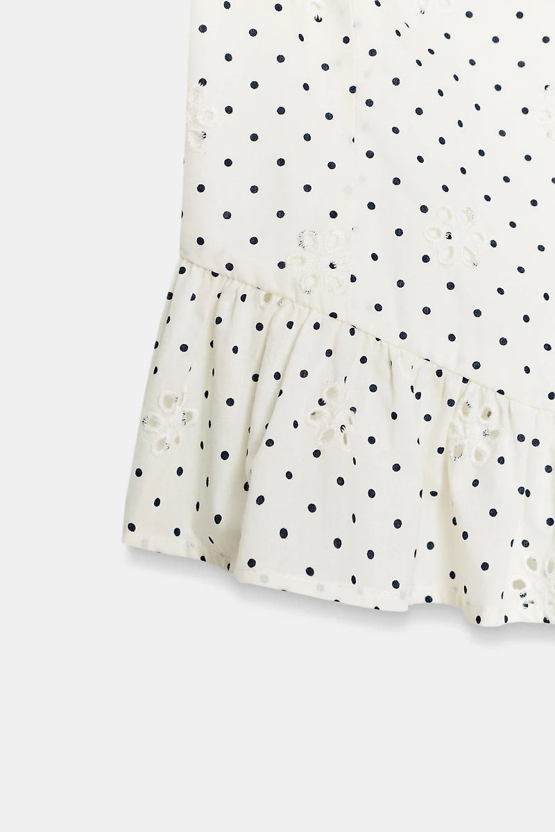 PRINTED EYELET EMBROIDERED TOP