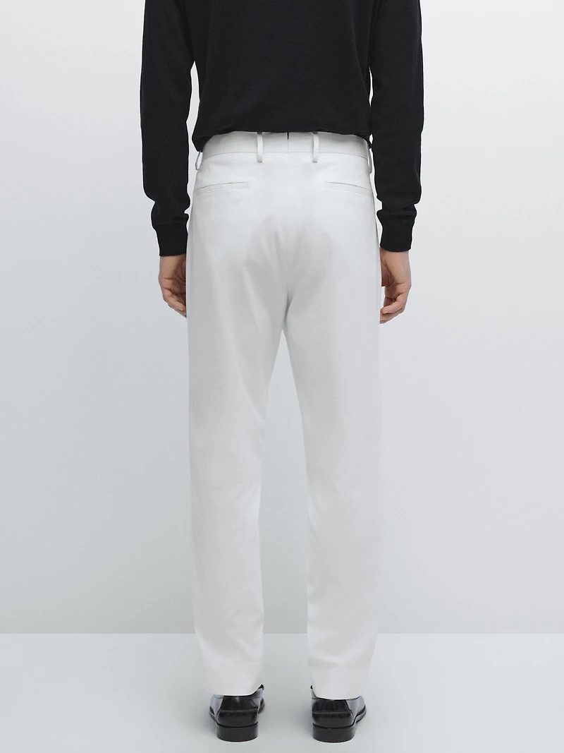 Cotton blend slim fit trousers