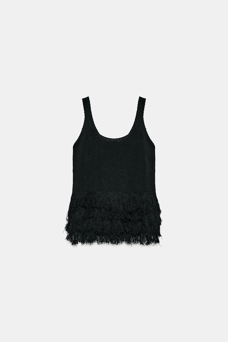 FRINGED KNIT TOP
