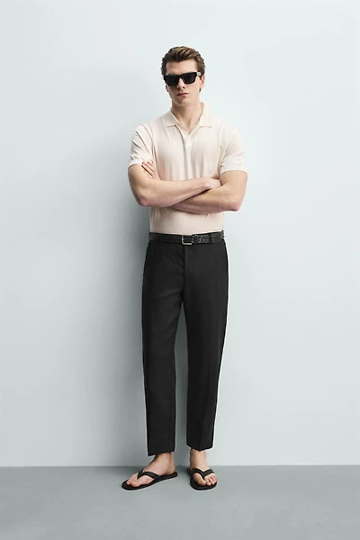 100% LINEN REGULAR FIT PANTS