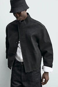 TEXTURED FAUX LEATHER JACKET