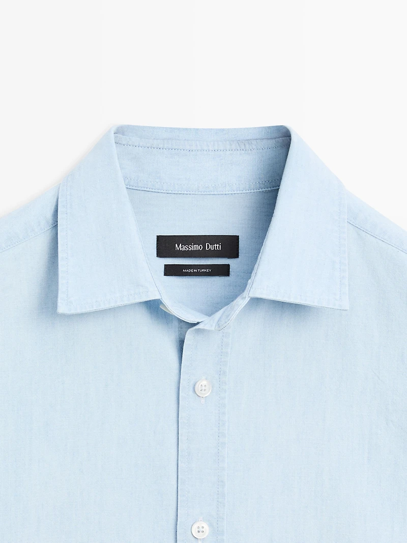 Chemise regular fit en denim 100 % coton