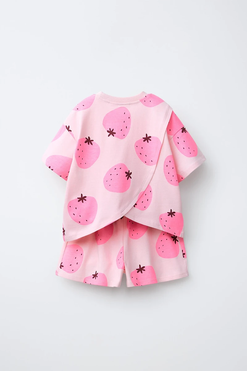 STRAWBERRY T-SHIRT AND BERMUDA SET