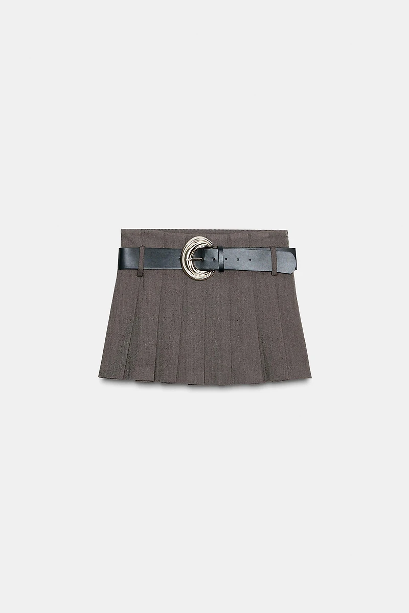 PLEATED BELTED SKORT