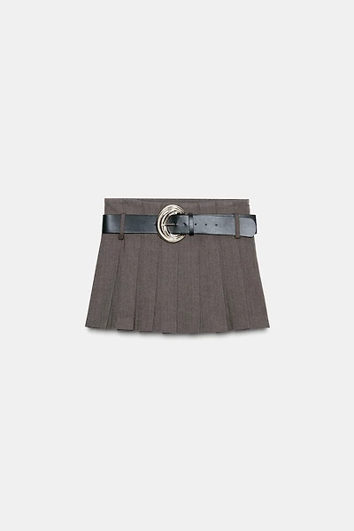 PLEATED BELTED SKORT