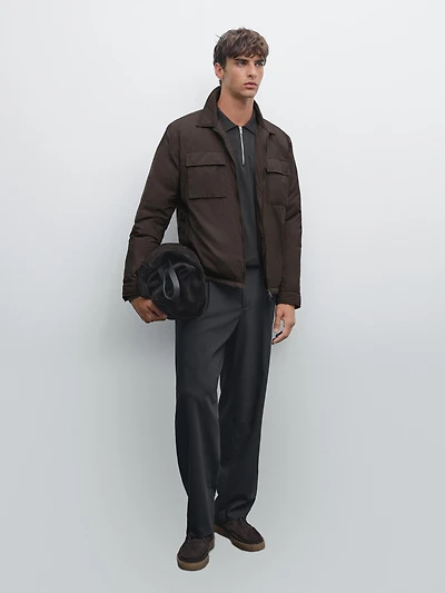 Water-repellent ultra lightweight down blend jacket