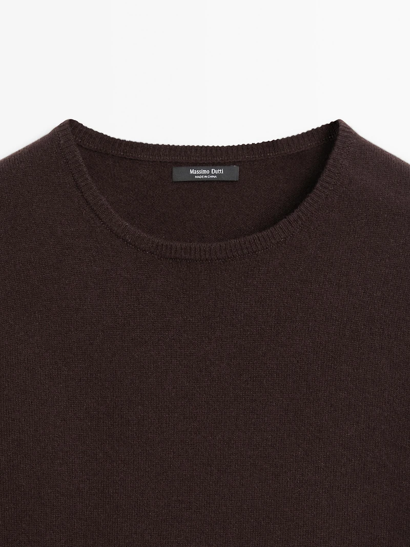 Short sleeve wool blend sweater