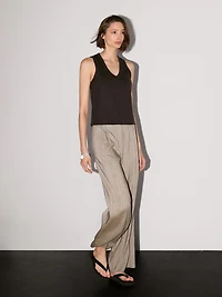 Mercerised cotton V-neck T-shirt