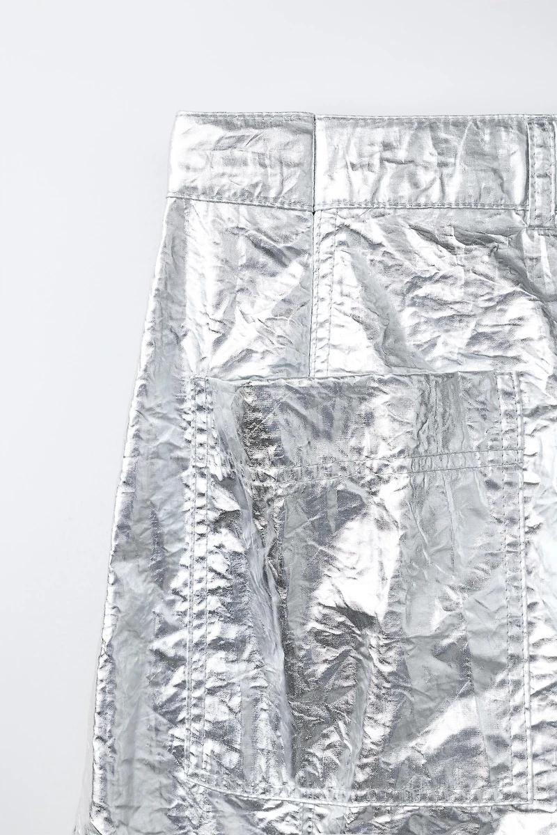 METALLIC BARREL PANTS