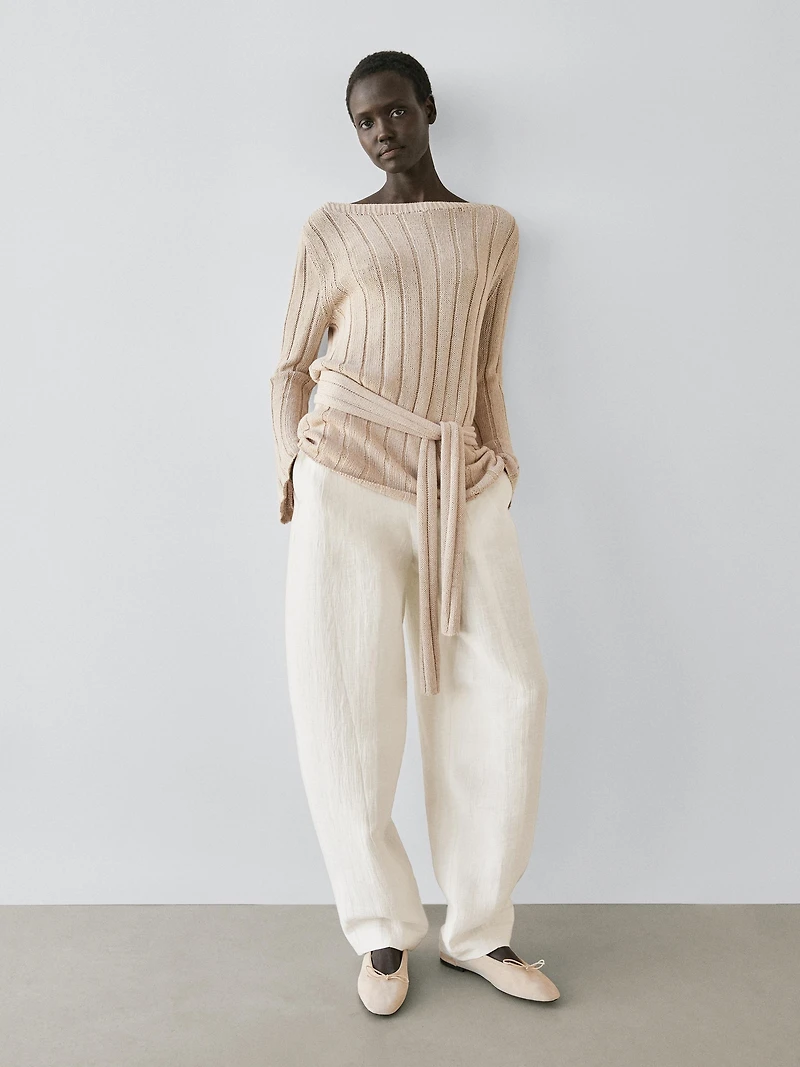 Linen blend sarouel trousers