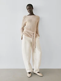 Linen blend sarouel trousers
