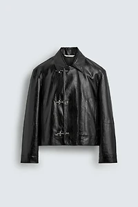 FAUX LEATHER JACKET WITH FIREMAN CLASPS