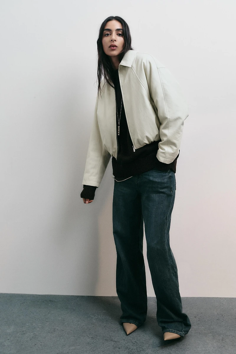 FAUX LEATHER BOMBER JACKET