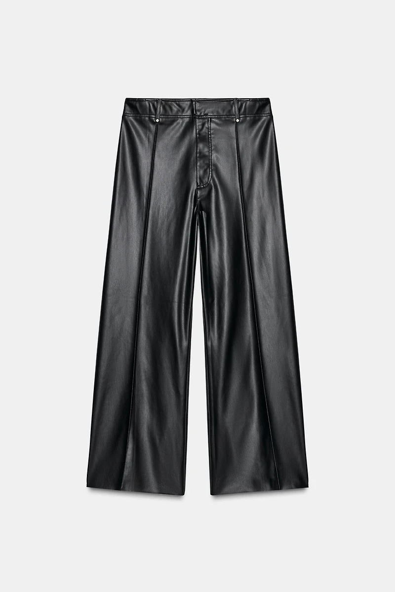 ZW COLLECTION FAUX LEATHER TAILORED WIDE LEG PANTS