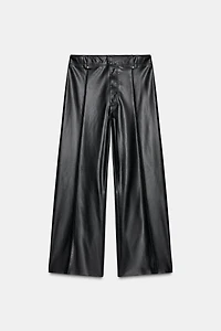 ZW COLLECTION FAUX LEATHER TAILORED WIDE LEG PANTS