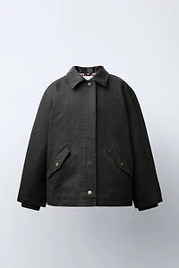 WAXED JACKET WITH FAUX FUR COLLAR