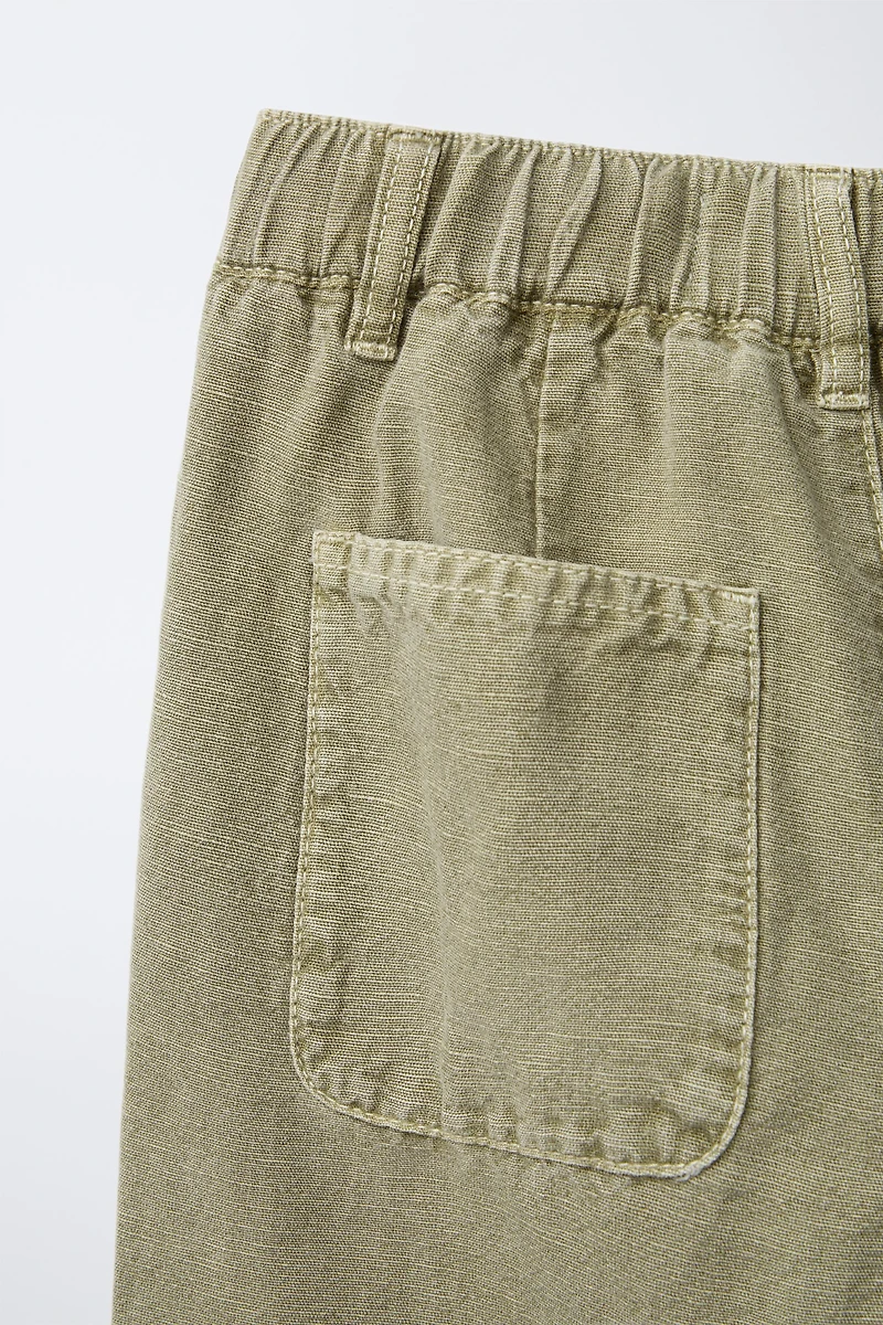STRAIGHT-LEG COTTON-LINEN PANTS