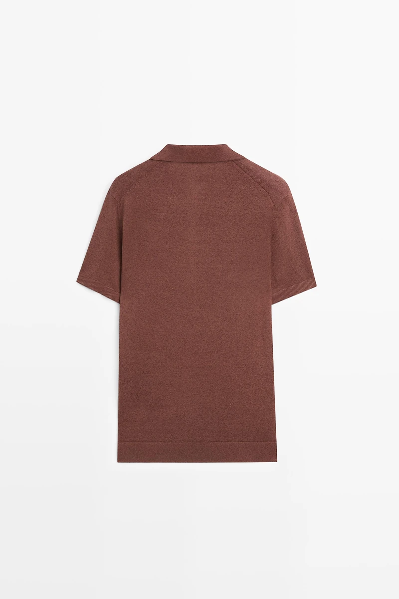 Linen blend knit polo sweater