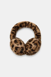 FAUX FUR ANIMAL PRINT EARMUFFS