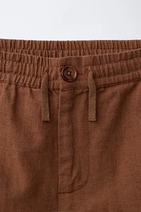 EMBROIDERED LINEN COTTON SHORTS