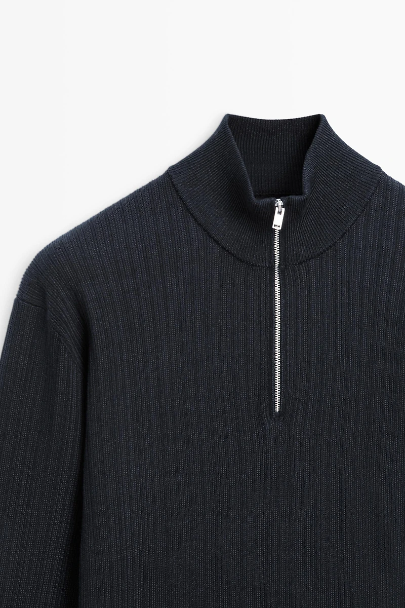 Pull en maille à col camionneur zipp