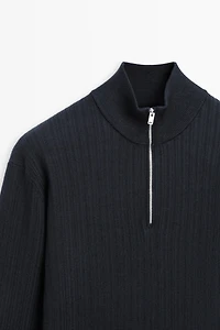 Pull en maille à col camionneur zipp