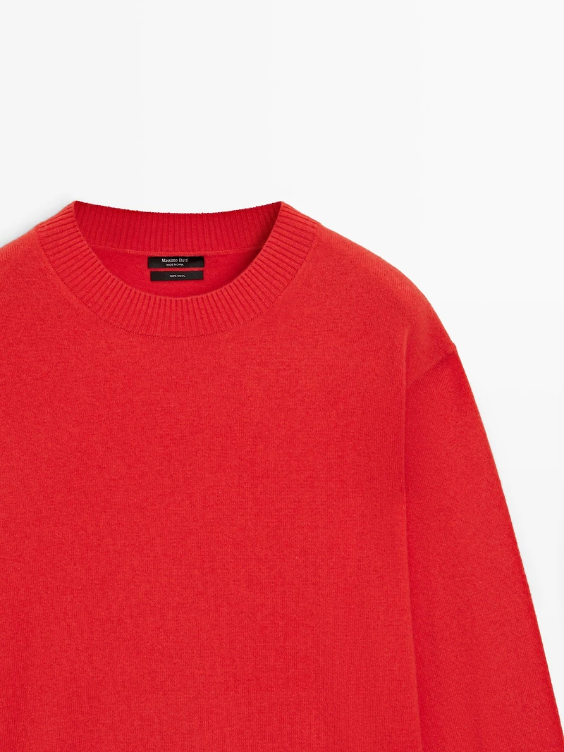 Pull en maille de laine détail taille