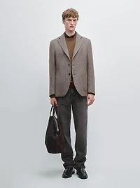 Wool blend houndstooth blazer