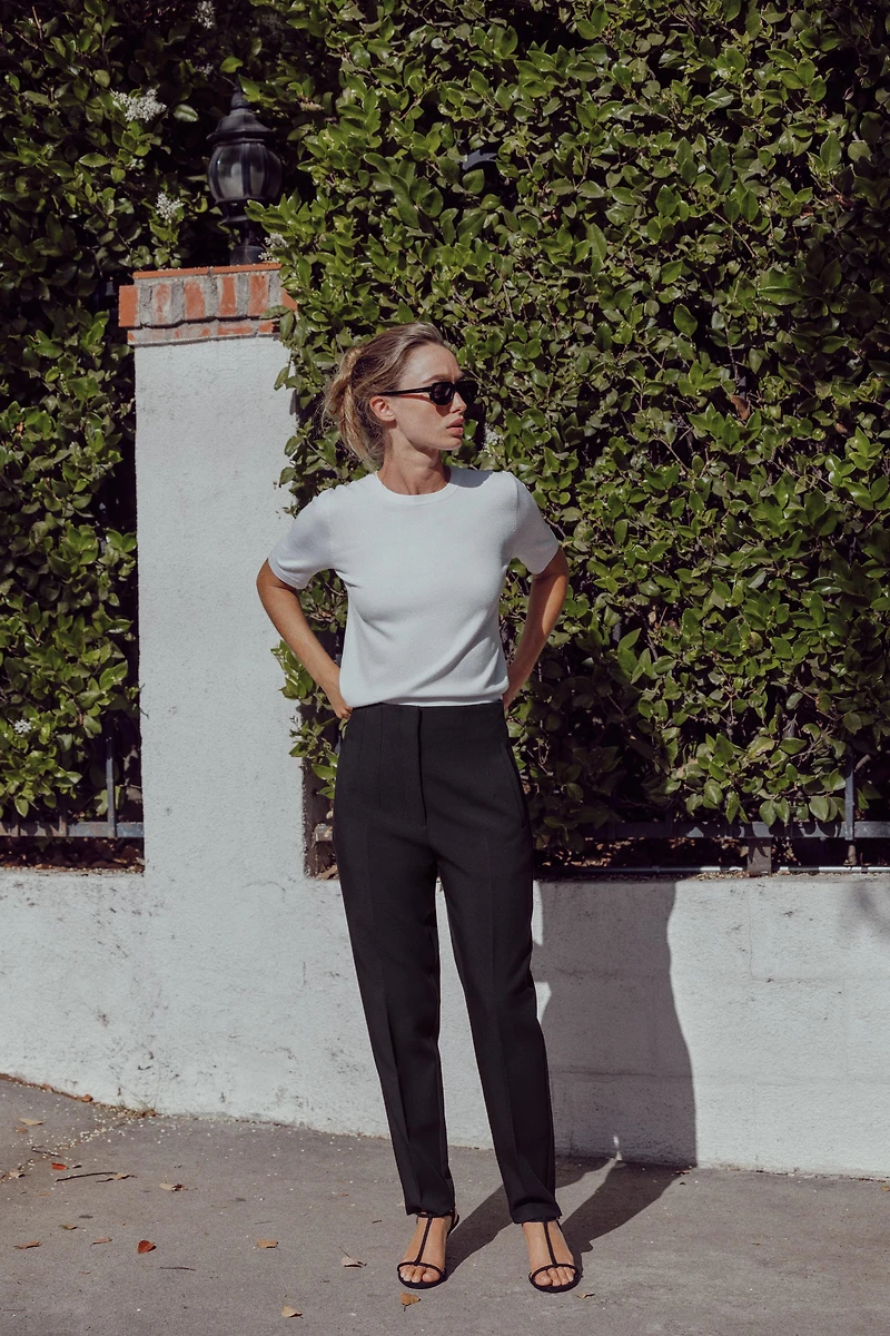 SHORT SLEEVE BASIC KNIT TOP