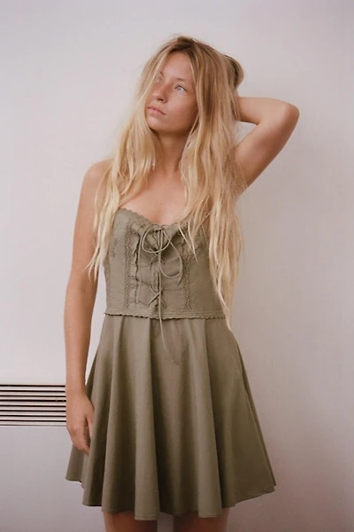 EMBROIDERED POPLIN MINI DRESS