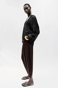 LINEN BARREL PANTS