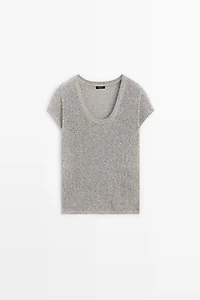 Pull manches courtes détail fil