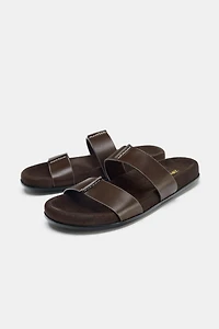 DOUBLE STRAP LEATHER SANDALS
