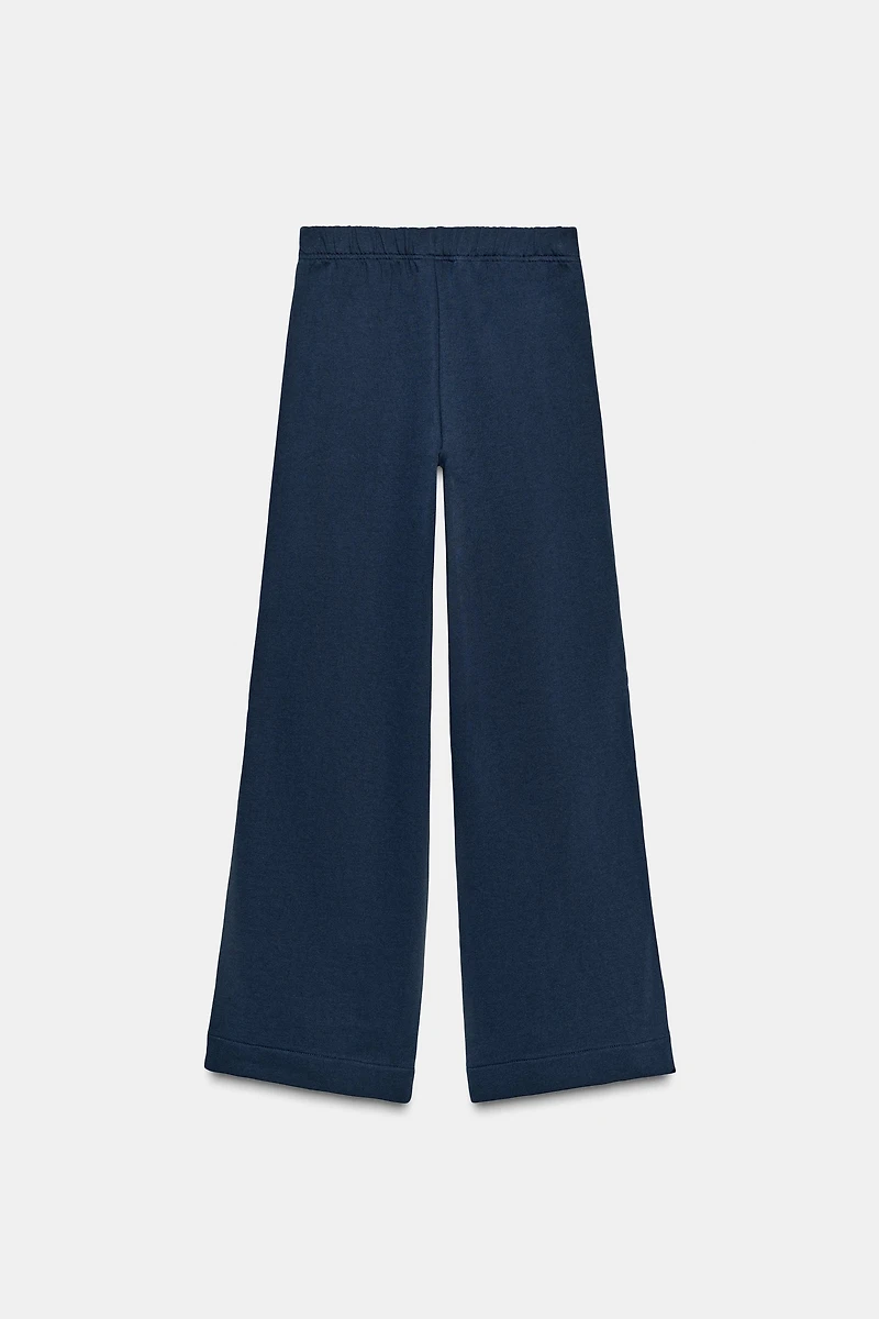LACE TRIM WIDE SWEATPANTS
