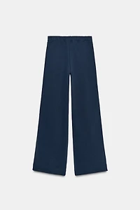 LACE TRIM WIDE SWEATPANTS