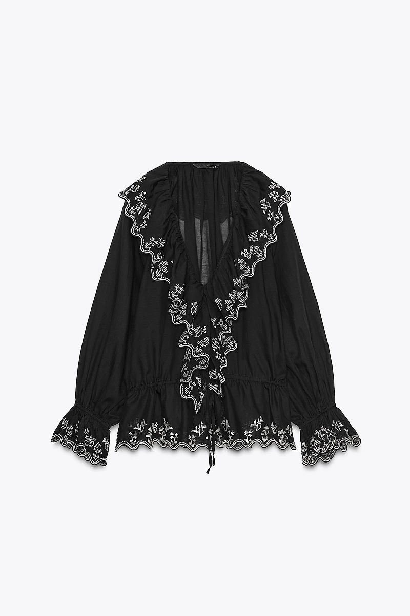 EMBROIDERED RUFFLED BLOUSE ZW COLLECTION