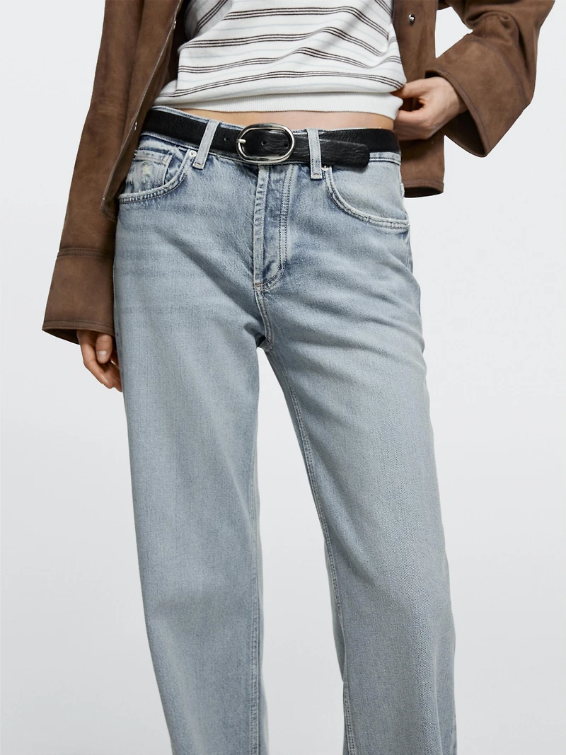 Jean wide leg taille moyenne
