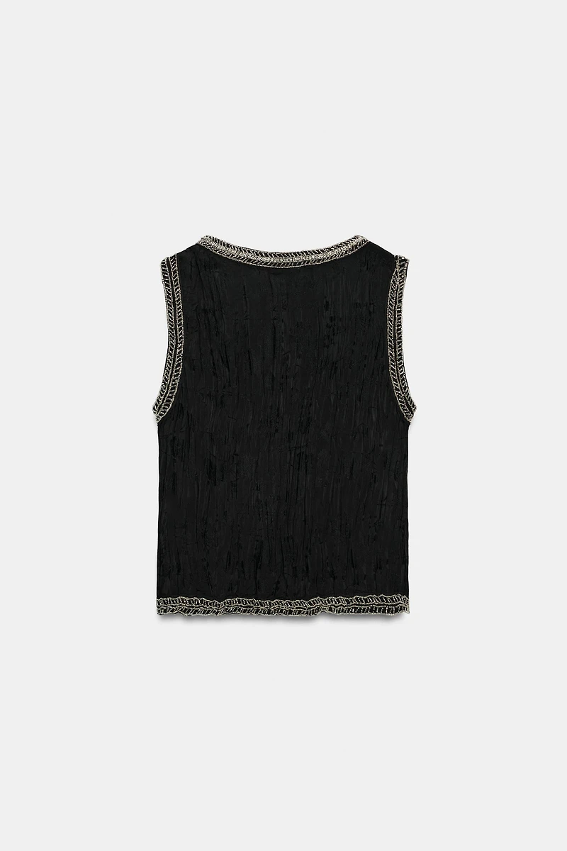 ZW COLLECTION JACQUARD BEADED TOP