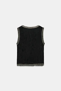 ZW COLLECTION JACQUARD BEADED TOP