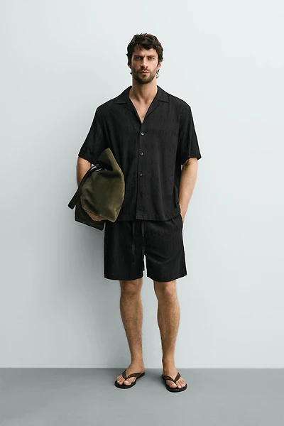 GEOMETRIC JACQUARD REGULAR FIT SHORTS