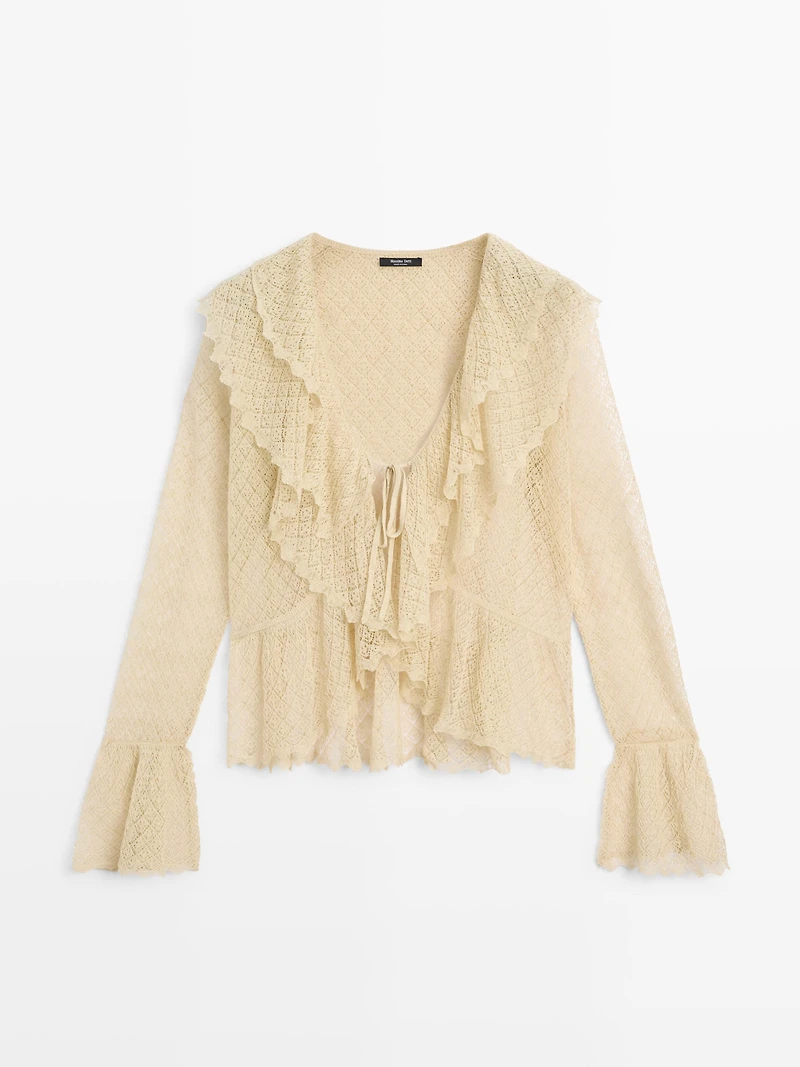 Cardigan en lin mélangé à volants
