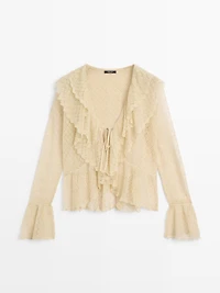 Cardigan en lin mélangé à volants