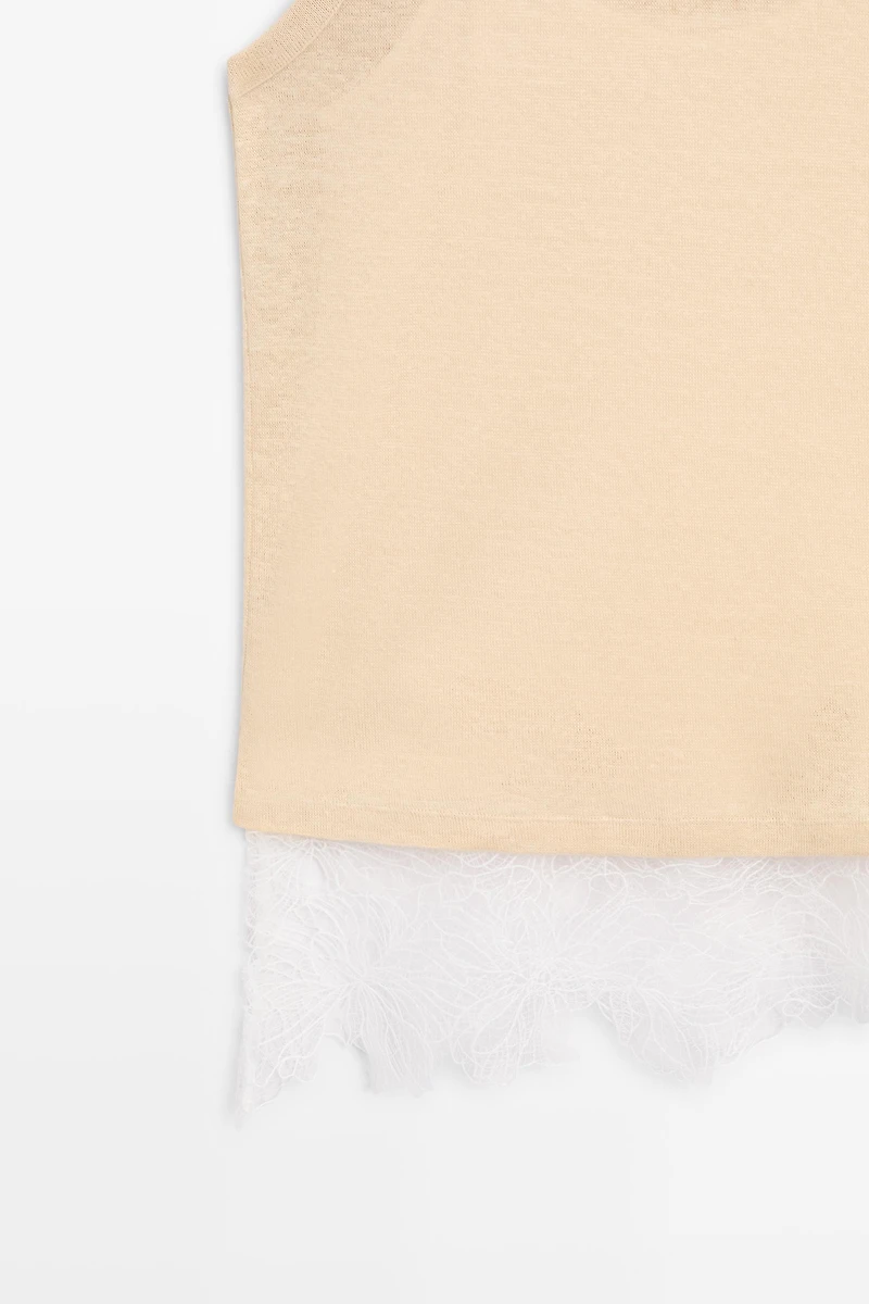 Sleeveless top with lace detail
