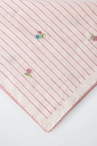 EMBROIDERED STRIPED FLORAL BANDANA