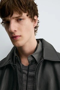 FAUX LEATHER BOMBER JACKET