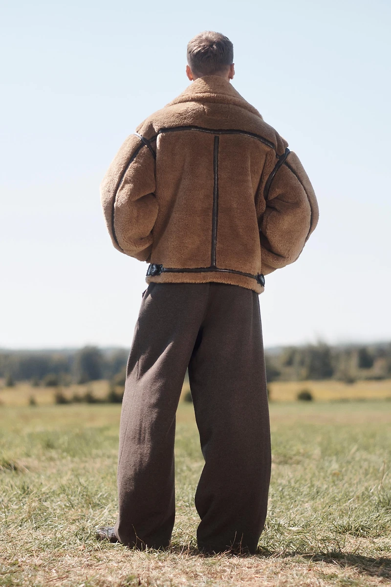 CONTRAST FAUX FUR LEATHER JACKET LIMITED EDITION